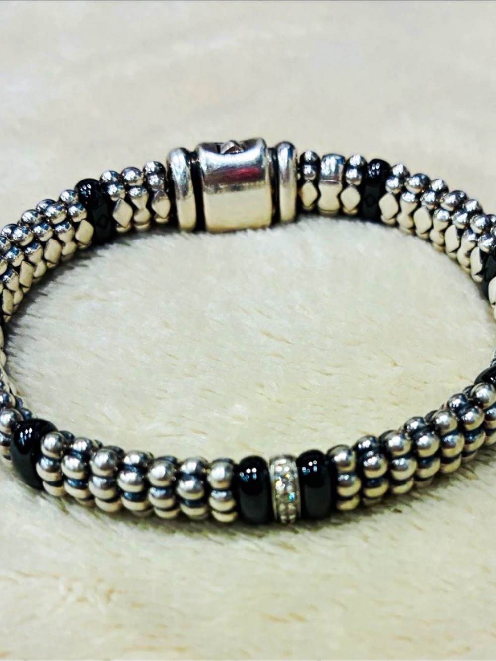 LAGOS Silver and Black Beaded Bracelet